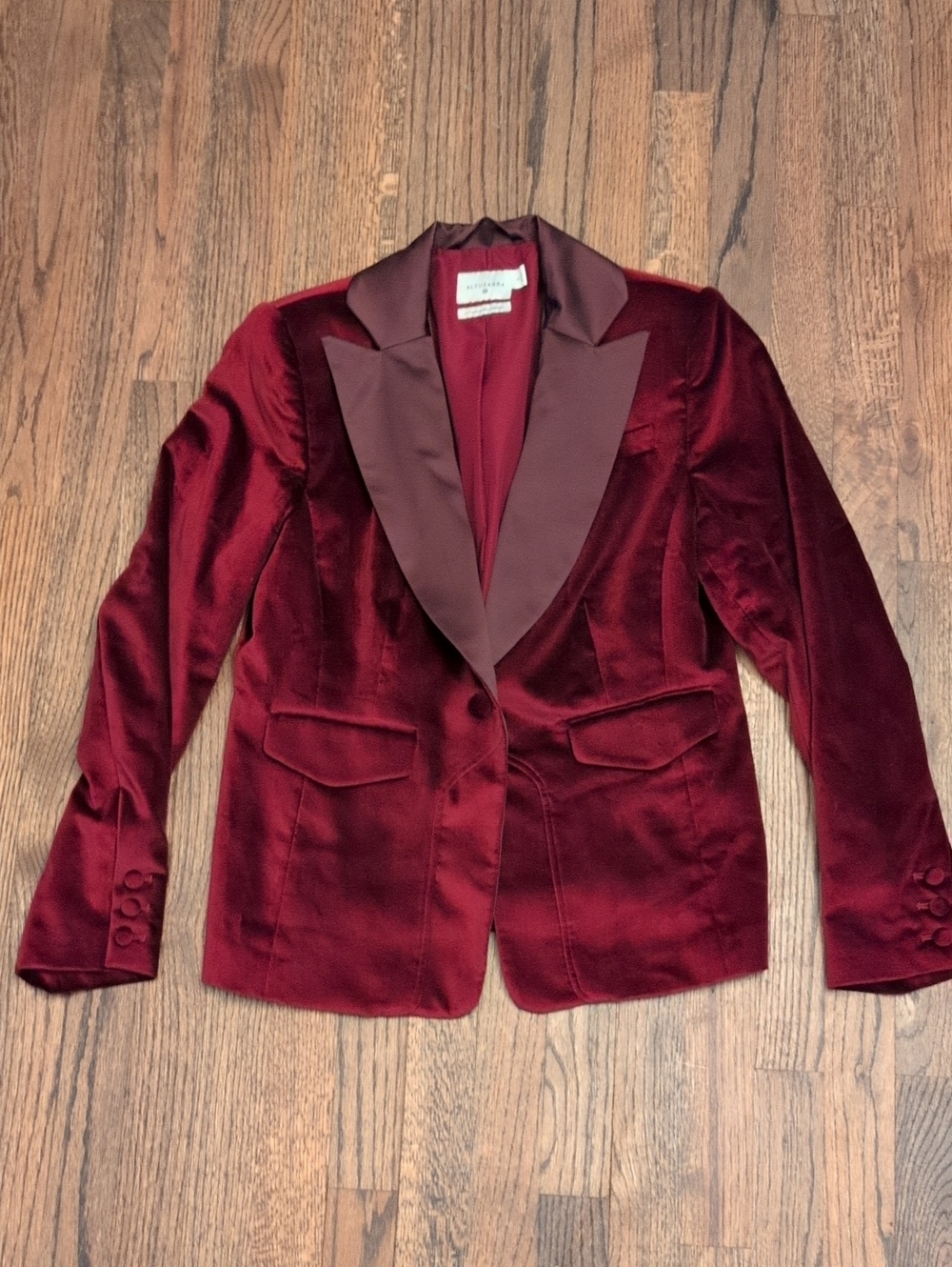 Altuzarra Burgundy Velvet Single-Button Blazer